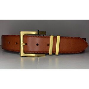 REISS Leather Brompton Belt - Tan Brown w/ Gold - Women's size SMALL - NWT